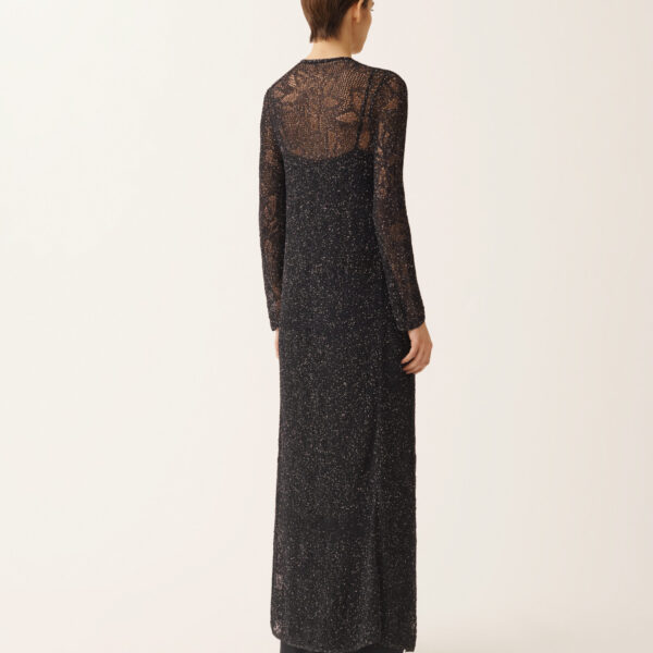 Long Cardigan in Midnight Blue Micro Sequins