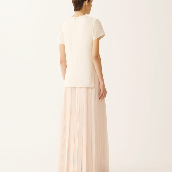 Long Dress with Georgette Skirt in Butter