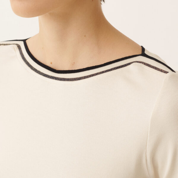 Marinière T-shirt in Butter and Midnight Blue Jersey - Image 5