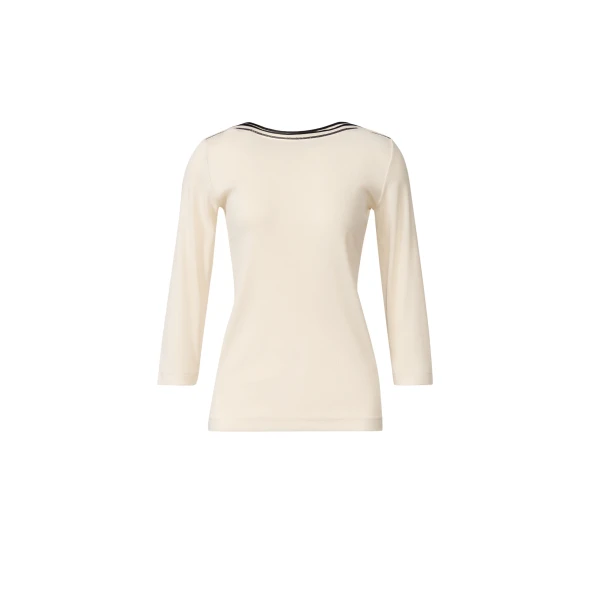 Fabiana Filippi Marinière T-shirt in Butter and Midnight Blue Jersey Top