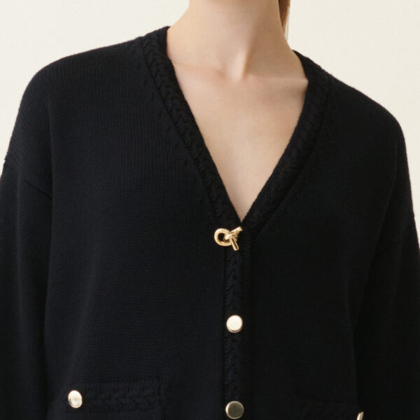 Merino Wool Cardigan in Midnight Blue - Image 5