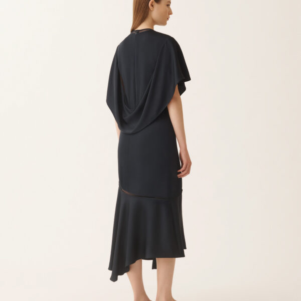 Midi Dress in Midnight Blue Enver Satin