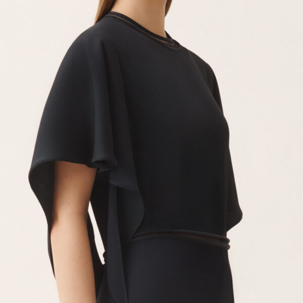 Midi Dress in Midnight Blue Enver Satin - Image 5