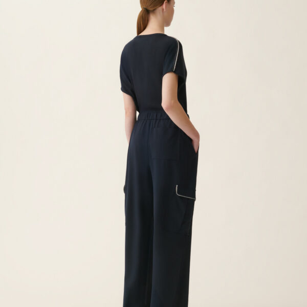 Milano Stitch Jersey Cargo Trousers in Midnight Blue