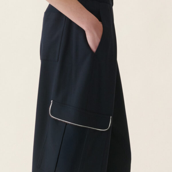 Milano Stitch Jersey Cargo Trousers in Midnight Blue - Image 5