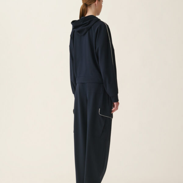 Milano Stitch Jersey Hoodie in Midnight Blue