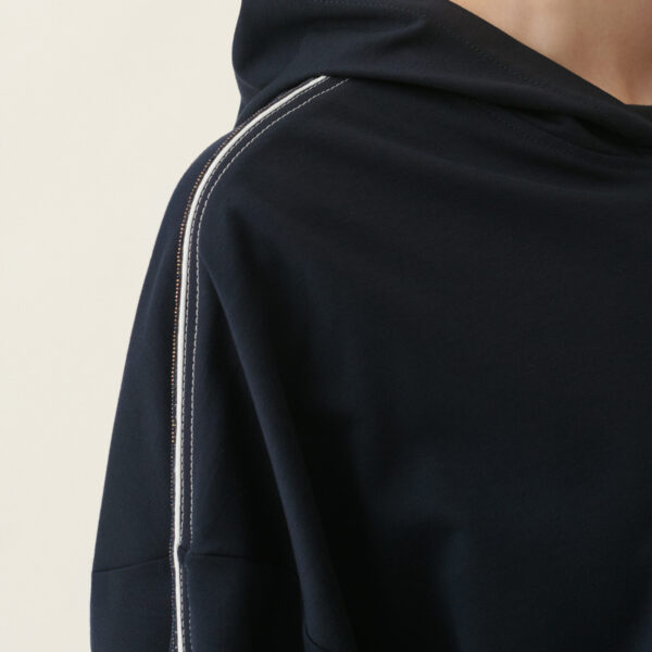 Milano Stitch Jersey Hoodie in Midnight Blue - Image 5