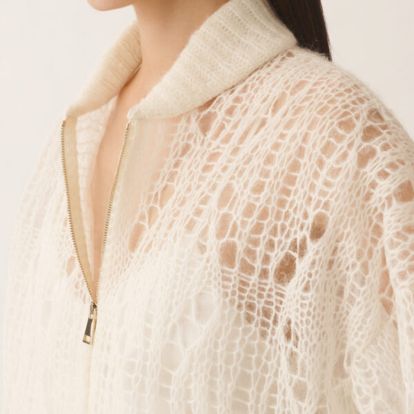Mohair Bomber Jacket with Coating in Raffia - Image 5