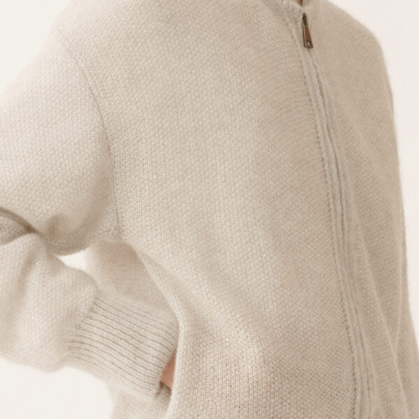 Mohair Bomber with Sequins in Gravel - Image 5
