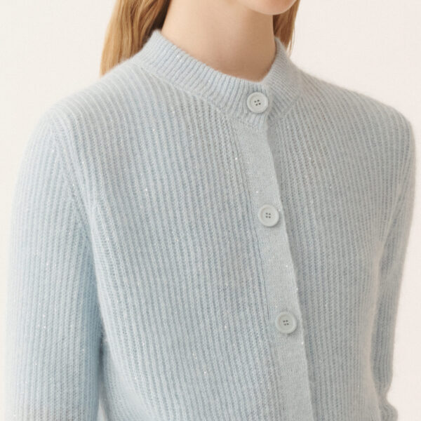 Mohair Cardigan with Sequins in Aqua - Image 5