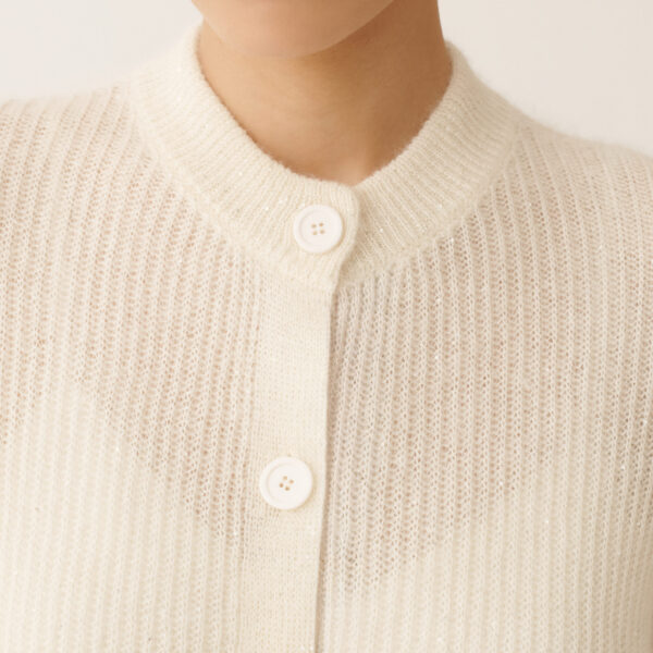 Mohair Cardigan with Sequins in Raffia - Image 5