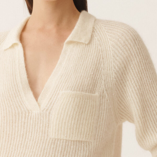 Mohair Polo with Sequins in Raffia - Image 5