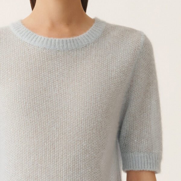 Mohair Sweater with Sequins in Aqua - Image 5