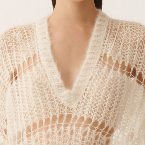 Mohair and Organic Cotton Sweater in Raffia - Image 5
