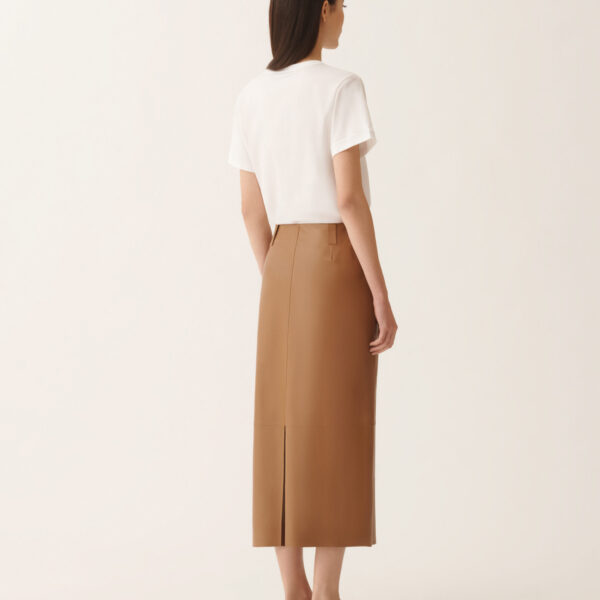 Nappa Lissé Pencil Skirt in Wicker