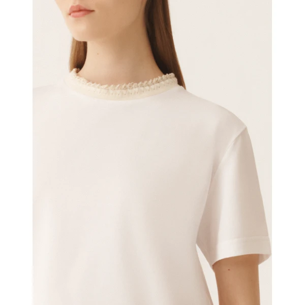 Fabiana Filippi Optical White Jersey T-shirt Top, view 5