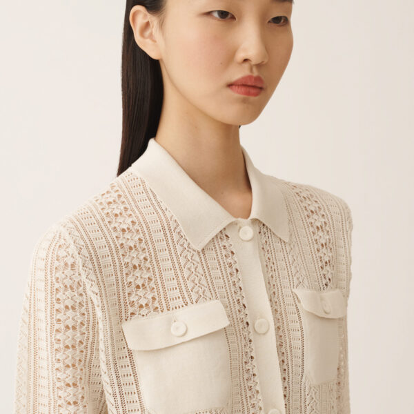 Organic Cotton Polo with Lustrous Viscose in Butter - Image 5