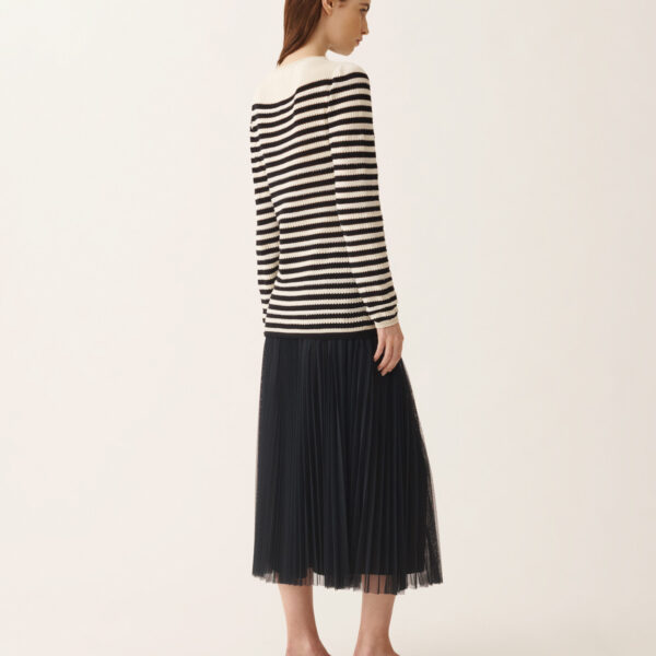 Organic Cotton Sweater with Micro Sequins in Midnight Blue