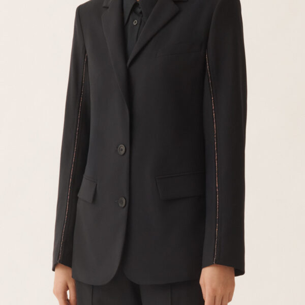 Oversized Jacket in Night Blue Bistretch Lightweight Wool - Image 5
