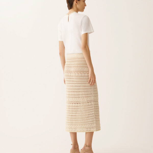 Pencil Skirt in Wool and Cotton with Sequins