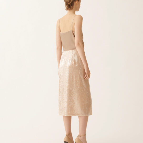 Pencil Skirt with Water-Effect Sequins in Nude
