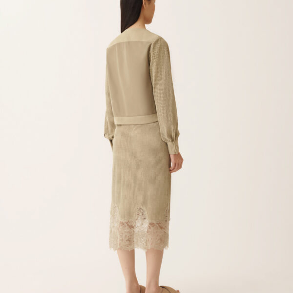Perforated Suede Jacket in Khaki