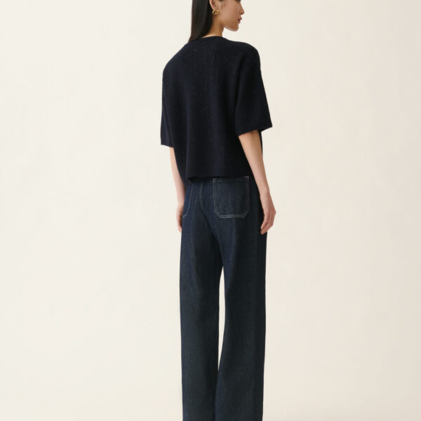 Platinum Sequin Sweater in Midnight Blue