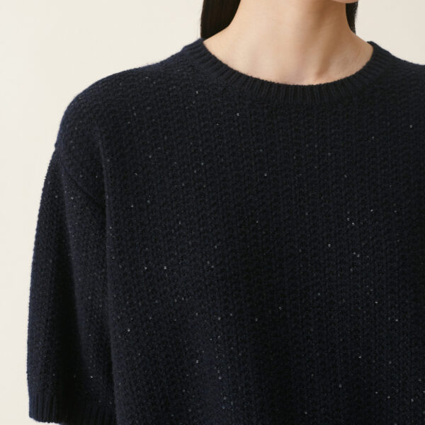 Platinum Sequin Sweater in Midnight Blue - Image 5