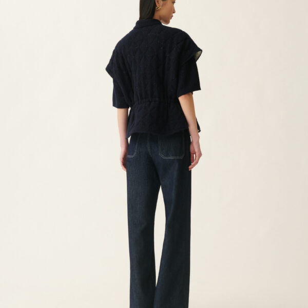 Platinum and Sequin Cape in Midnight Blue