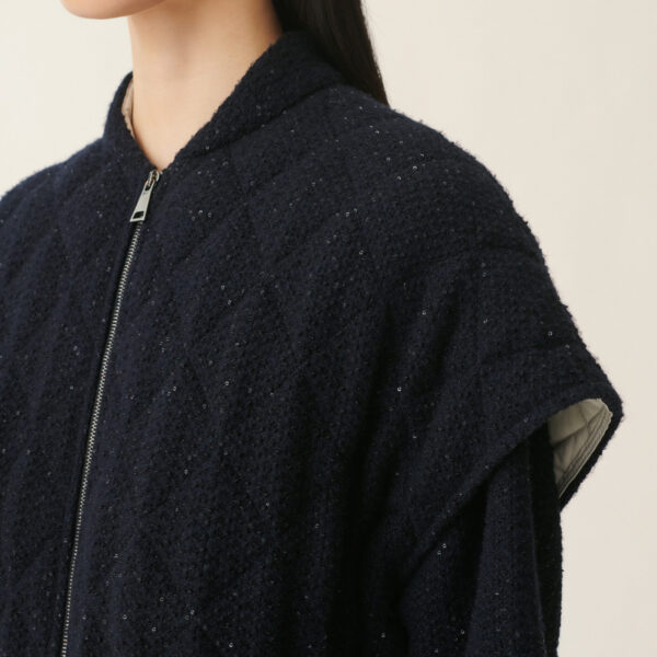 Platinum and Sequin Cape in Midnight Blue - Image 5