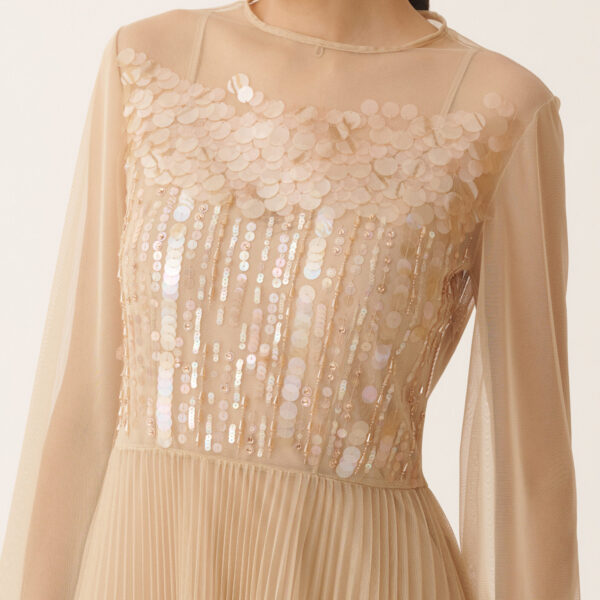 Pleated Tulle Dress in Acer - Image 5