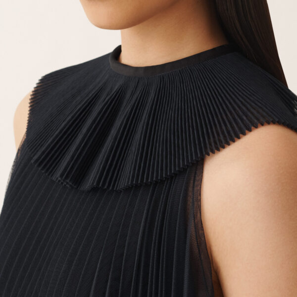 Pleated Tulle Dress in Midnight Blue - Image 5