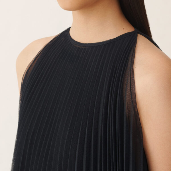 Pleated Tulle Dress in Midnight Blue - Image 6