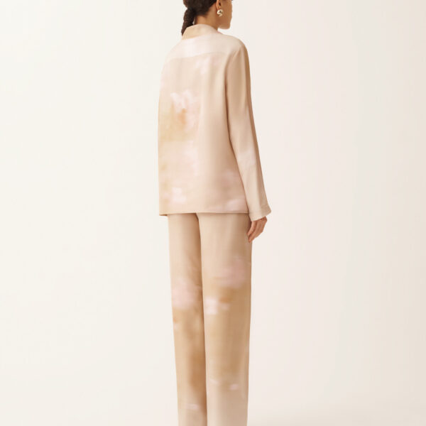 Printed Silk Twill Shirt in Memento Rosae