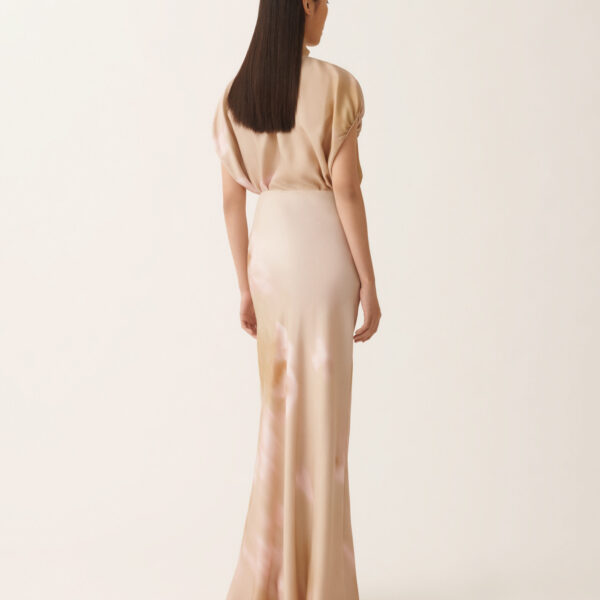 Printed Silk Twill Skirt in Memento Rosae
