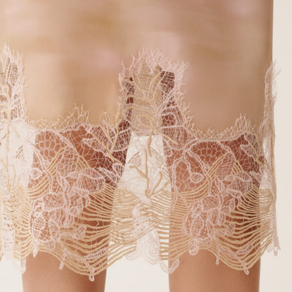 Printed Silk Twill Skirt with Lace in Memento Rosae - Image 5