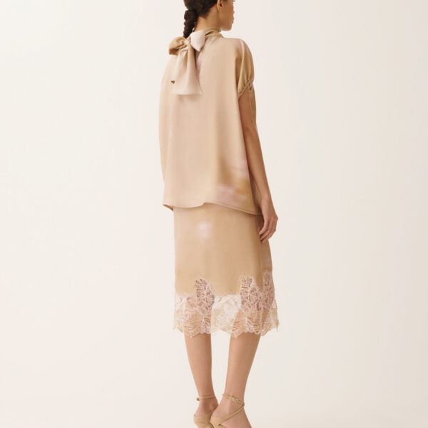 Printed Silk Twill Top in Memento Rosae