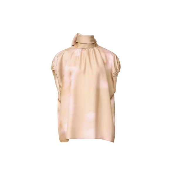 Fabiana Filippi Printed Silk Twill Top in Memento Rosae