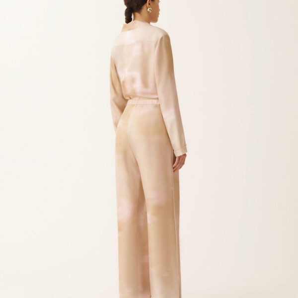 Printed Silk Twill Trousers in Memento Rosae