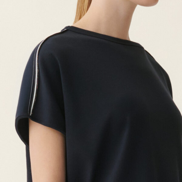 Ribbed Cotton Jersey T-shirt in Midnight Blue - Image 5