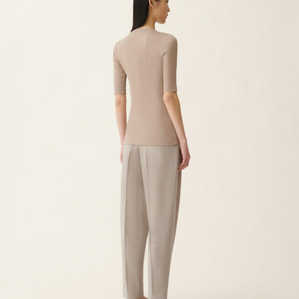 Ribbed Cotton Jersey T-shirt in Mocha