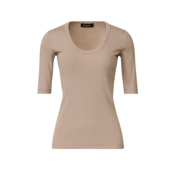 Ribbed Cotton Jersey T-shirt in Mocha