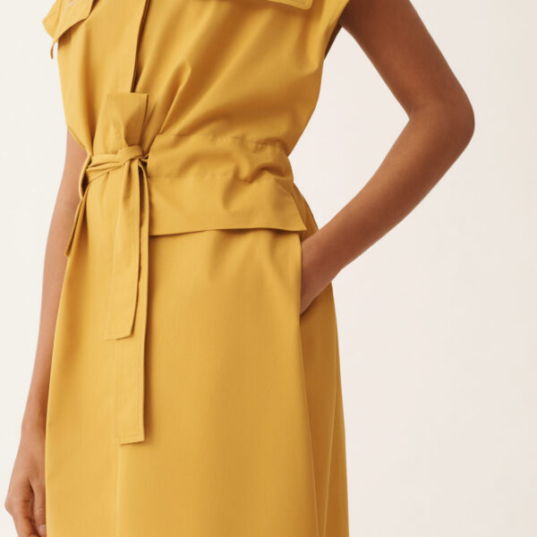 Sahariana Dress in Mustard Poplin - Image 6