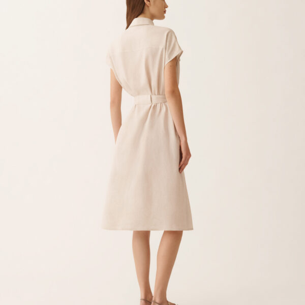 Sahariana Dress in Natural Linen Canvas