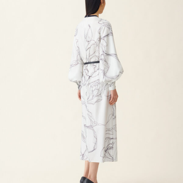 Silk Twill Dress in White