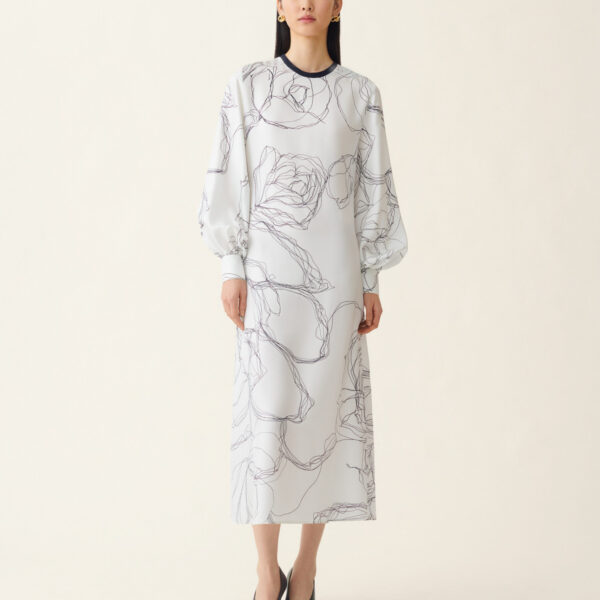 Silk Twill Dress in White - Image 5