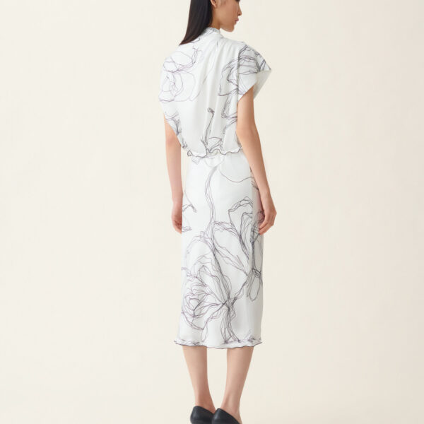 Silk Twill Skirt in White