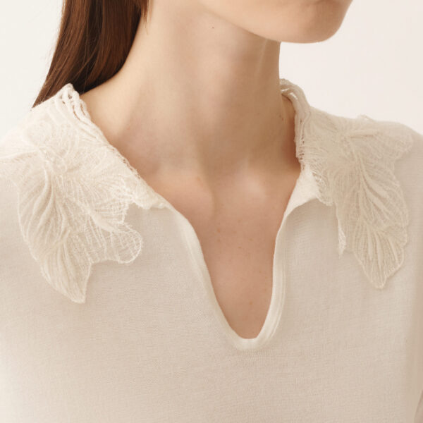 Silk and Cotton Polo in Raffia - Image 5