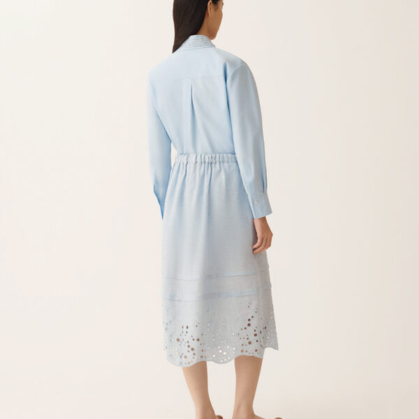 Sky Blue Linen Midi Skirt