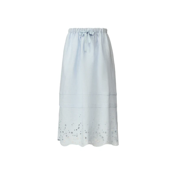 Fabiana Filippi Sky Blue Linen Midi Skirt